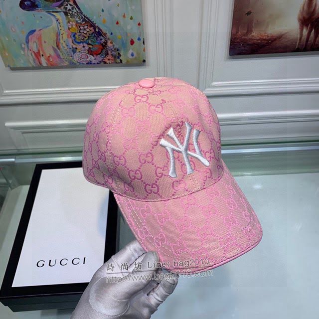 Gucci聯名NY帽子 古馳GG印花刺繡鴨舌帽棒球帽  mm1730